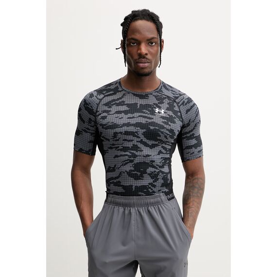 UNDER ARMOUR t-shirt treningowy męski UA HG Printed SS czarny, Kolor: czarny, Rozmiar: L