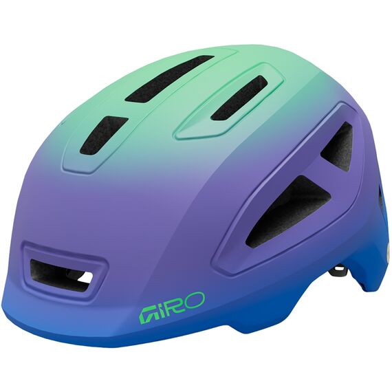 Kask dziecięcy GIRO SCAMP II matte blue jewel/vivid green, Kolor: fioletowy, Rozmiar: 49-53, 2 zdjęcie