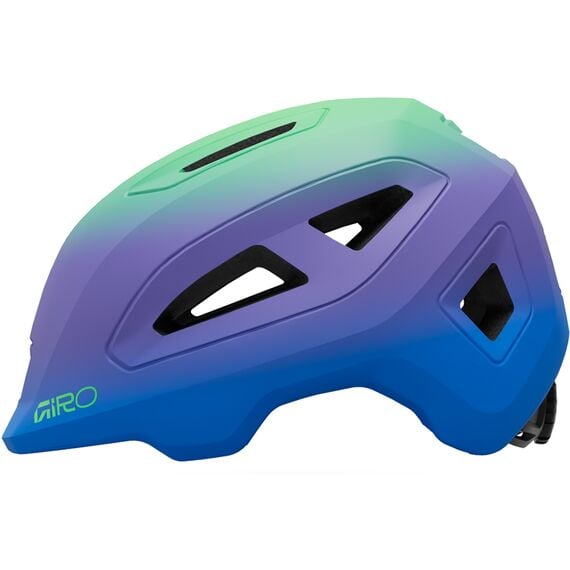 Kask dziecięcy GIRO SCAMP II matte blue jewel/vivid green, Kolor: fioletowy, Rozmiar: 49-53