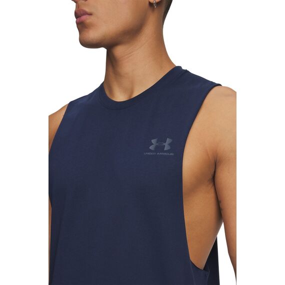 UNDER ARMOUR koszulka treningowa męska UA LEFT CHEST CUT OFF TANK, Kolor: granatowy, Rozmiar: M, 2 zdjęcie