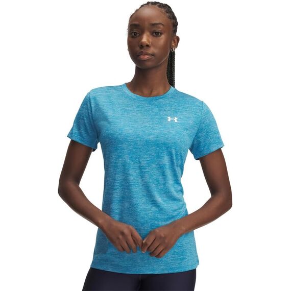 UNDER ARMOUR damska koszulka treningowa na siłownię Tech SSC- Twist niebieska, Kolor: niebieski, Rozmiar: L