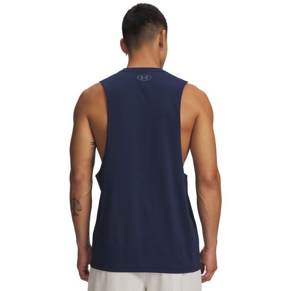 UNDER ARMOUR koszulka treningowa męska UA LEFT CHEST CUT OFF TANK, Kolor: granatowy, Rozmiar: M, 3 zdjęcie