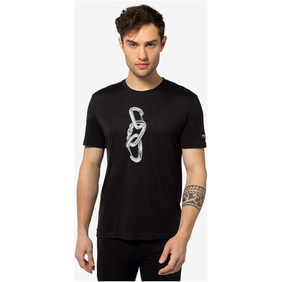SUPER.NATURAL Carabineri Tee koszulka męska wspinanie trekking merino czarna, Kolor: czarny, Rozmiar: L