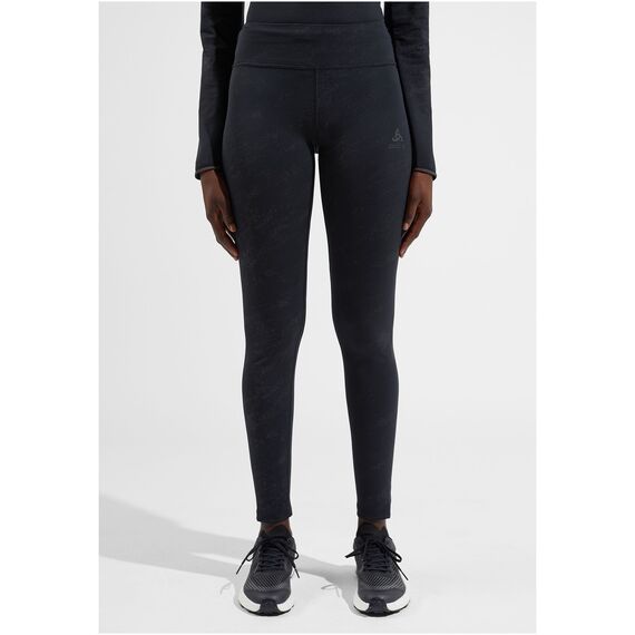 Legginsy damskie Odlo Tights ZEROWEIGHT PRINT REFLECTIVE czarne, Kolor: czarny, Rozmiar: ​L