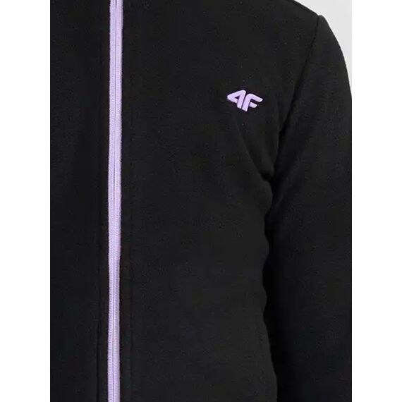 4F F472 Bluza polarowa rozpinana bez kaptura dziewczęca na zimę czarna, Kolor: czarny, Rozmiar: 140, 4 zdjęcie