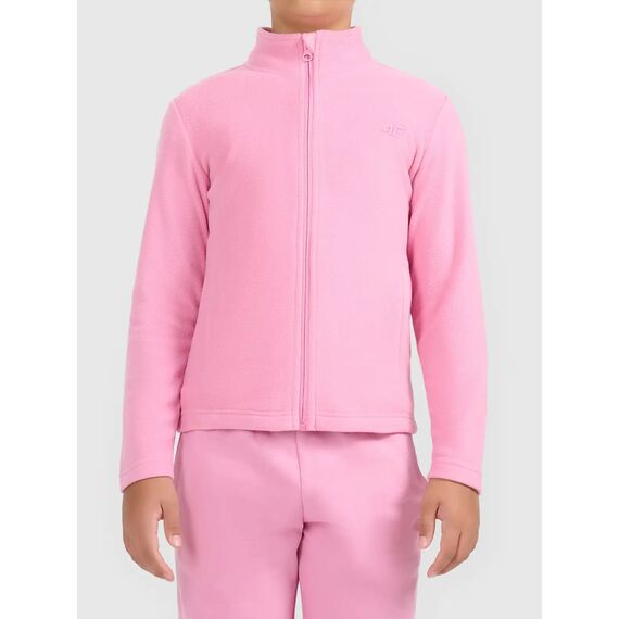 4F F472 Bluza polarowa rozpinana bez kaptura dziewczęca na zimę różowa, Kolor: różowy, Rozmiar: 134
