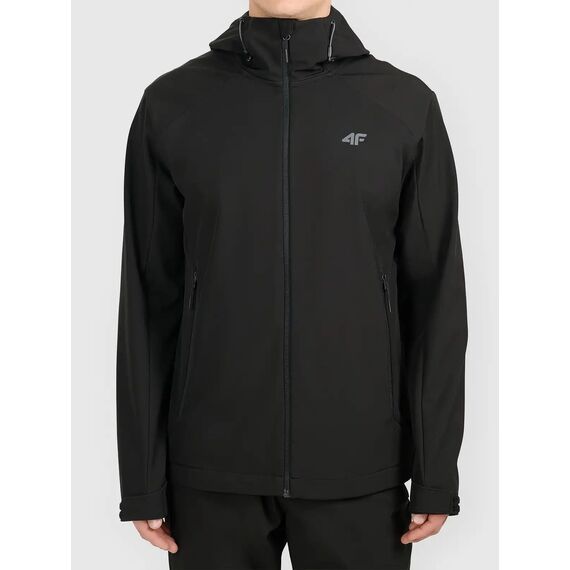 4F M608 Funkcojnalna kurtka męska SOFTSHELL z kapturem na co dzień czarna, Kolor: czarny, Rozmiar: L, 7 zdjęcie