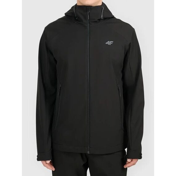 4F M608 Funkcojnalna kurtka męska SOFTSHELL z kapturem na co dzień czarna, Kolor: czarny, Rozmiar: M, 7 zdjęcie
