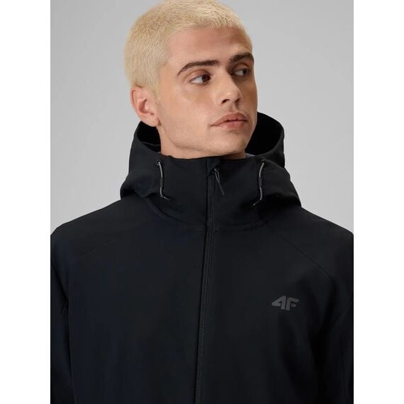 4F M608 Funkcojnalna kurtka męska SOFTSHELL z kapturem na co dzień czarna, Kolor: czarny, Rozmiar: M, 4 zdjęcie