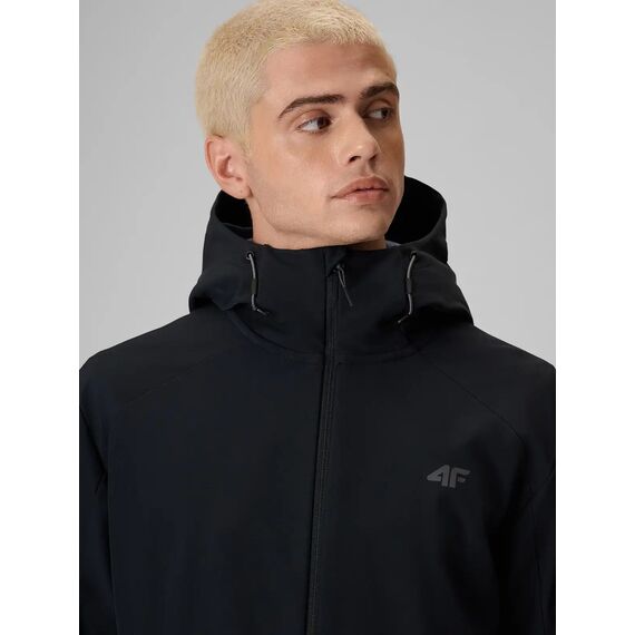4F M608 Funkcojnalna kurtka męska SOFTSHELL z kapturem na co dzień czarna, Kolor: czarny, Rozmiar: L, 4 zdjęcie
