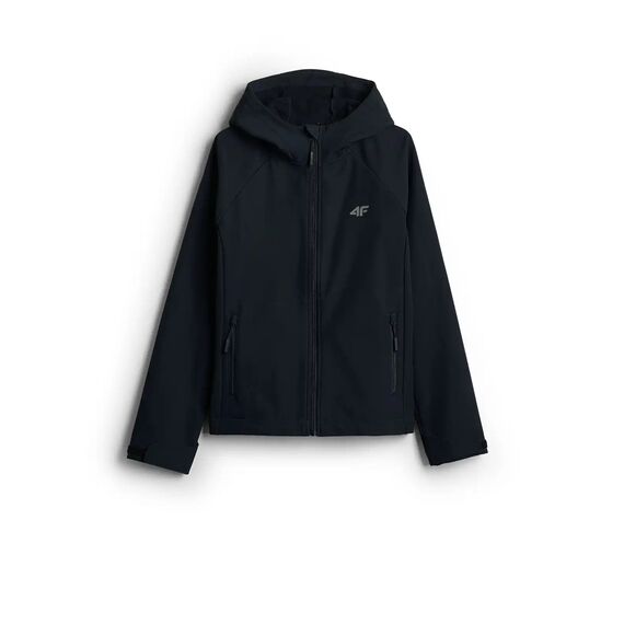 4F F605 Kurtka damaska SOFTSHELL z kapturem na co dzień czarna, Kolor: czarny, Rozmiar: XL, 3 zdjęcie