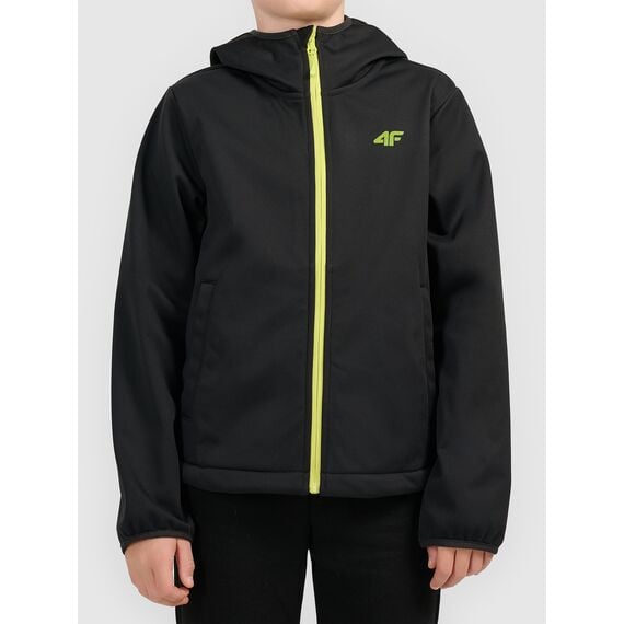 4F M598 Kurtka chłopięca SOFTSHELL Wiatroodporna na co dzień czarna, Kolor: czarny, Rozmiar: 164