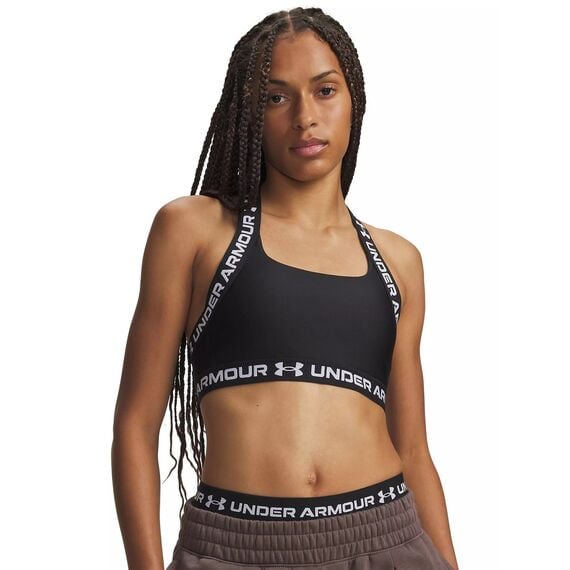 Under Armour HeatGear Mid T-Back damski biustonosz sportowy średnie wsparcie czarny, Kolor: czarny, Rozmiar: XS