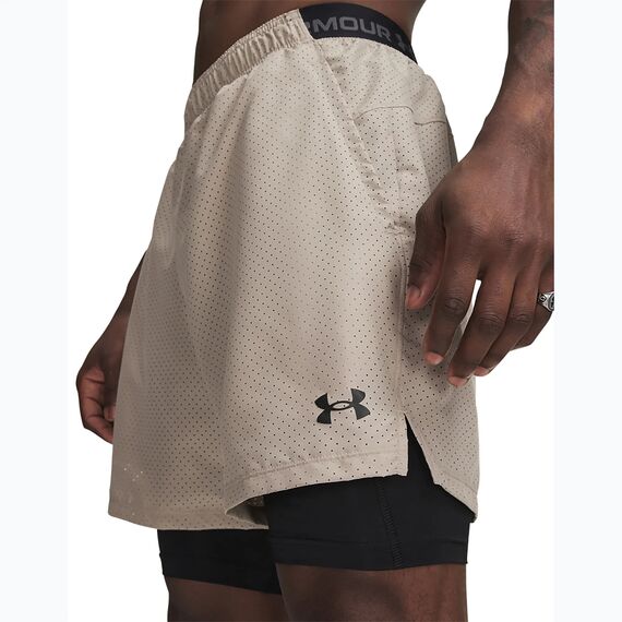 Under Armour UA Vanish Woven 2.0 2w1 męskie spodenki treningowe beżowe, Kolor: beżowy, Rozmiar: XL