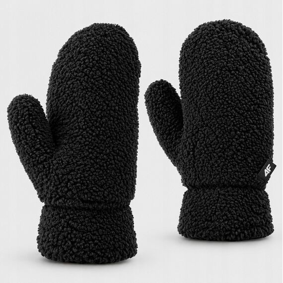 4F Rękawiczki z kożuszka CAS U188 APRES SKI czarne, Kolor: czarny, Rozmiar: S/M
