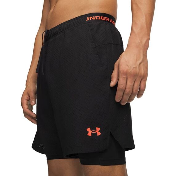 Under Armour UA Vanish Woven 2.0 2w1 męskie spodenki treningowe czarny, Kolor: czarno-pomarańczowy, Rozmiar: M