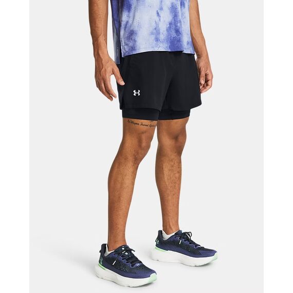 UNDER ARMOUR spodenki męskie do biegania LAUNCH 5'' 2-IN-1 SHORTS czarne, Kolor: czarny, Rozmiar: XXL