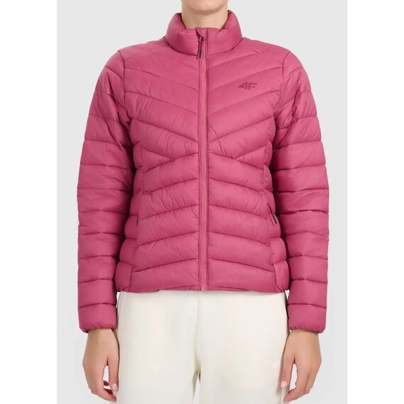 4F Damska kurtka pikowana puchowa hydrofobowa F0923 CITY JACKETS różowa, Kolor: różowy, Rozmiar: L