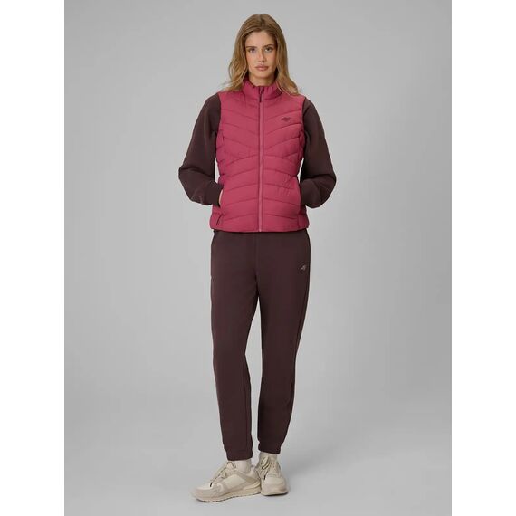 4F Kamizelka puchowa pikowana damska F371 CITY JACKETS różowa, Kolor: różowy, Rozmiar: S