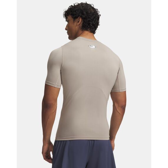 Under Armour koszulka męska z krótkim rękawem treningowa HeatGear beżowa, Kolor: beżowy, Rozmiar: L, 2 zdjęcie