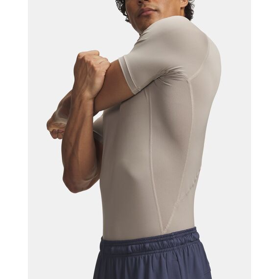 Under Armour koszulka męska z krótkim rękawem treningowa HeatGear beżowa, Kolor: beżowy, Rozmiar: M, 3 zdjęcie