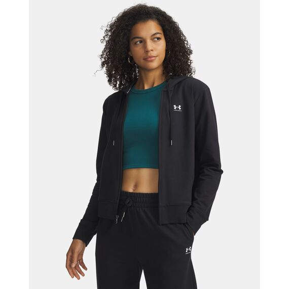Under Armour UA Sport Terry FZ damska bluza z kapturem rozpinana czarna, Kolor: czarne, Rozmiar: L
