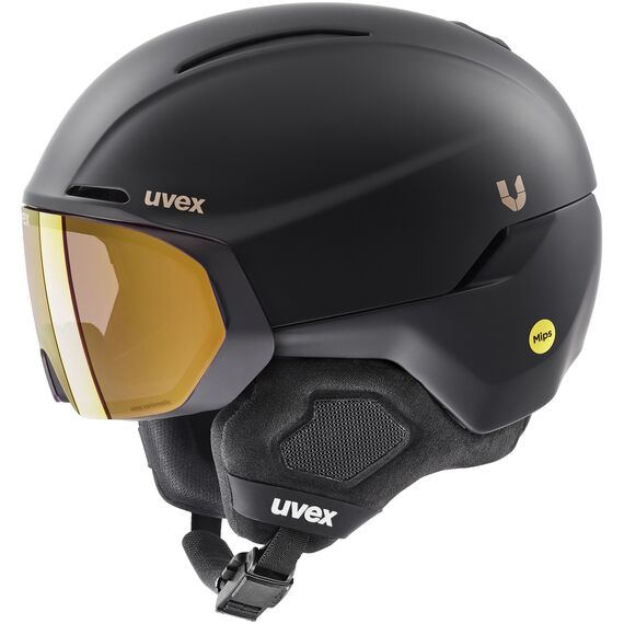 UVEX Kask narciarski hybrydowy z wizjerem Ultimate horizon MIPS czarny, Kolor: czarny, Rozmiar: 59-62