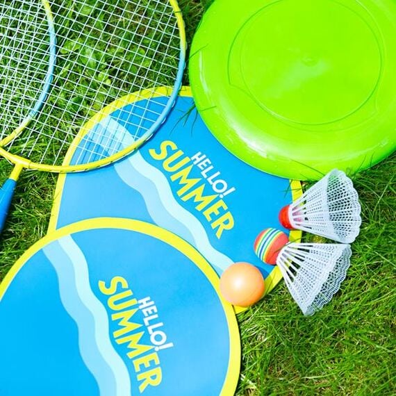 NILS 3W1 / Zestaw Do Badmintona 2 Rakiety + 2 Rakiety Na Plażę + Lotki + Frizbi Junior, 9 zdjęcie