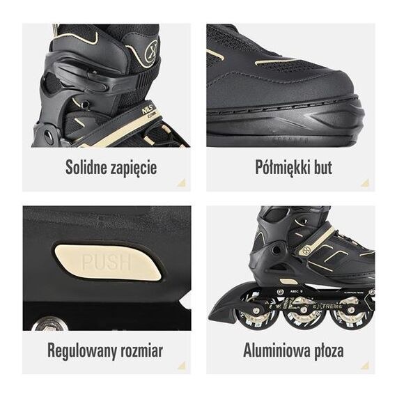 NILS EXTREME rolki regulowane męskie z kauczukowymi kołami NA14174 czarne, Rozmiar: 39-42, 3 zdjęcie