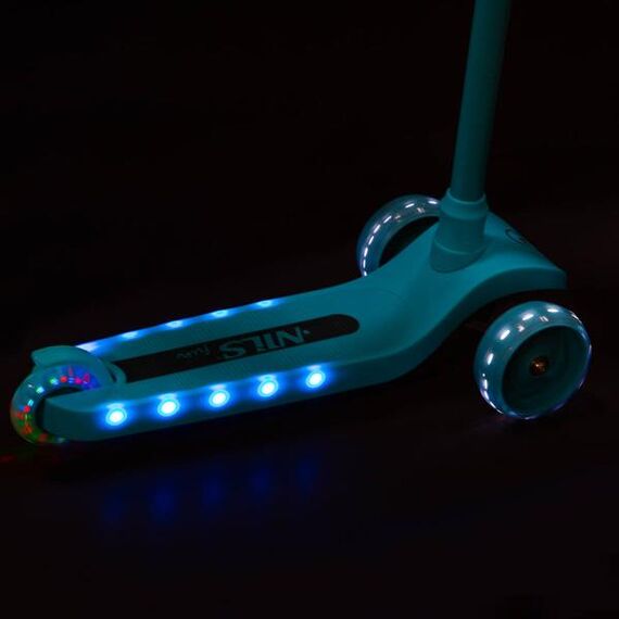 NILS FUN Turquoise Hulajnoga dziecięca Fun wysokość 81 cm, LED kółka i podest, 2 zdjęcie