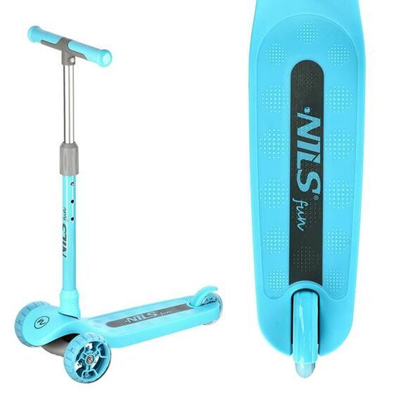NILS FUN Turquoise Hulajnoga dziecięca Fun wysokość 81 cm, LED kółka i podest, 3 zdjęcie