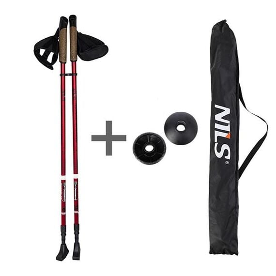 NILS Kije Nordic Walking z regulacją wysokości od 86 do 140 cm czerwone