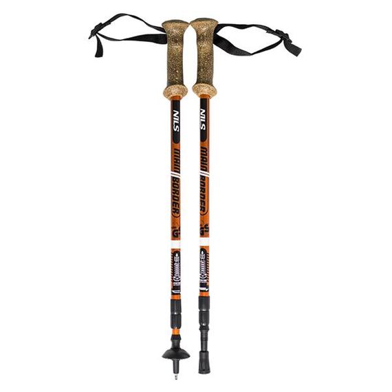 NILS Kije Trekkingowe trzysegmentowe z regulacją wysokości od 65 do 135 cm czarno-czerwone, 2 zdjęcie