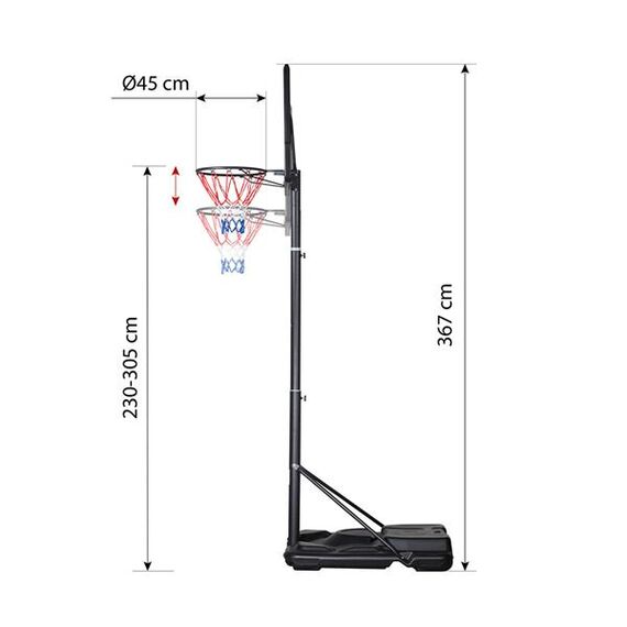 NILS ZDKA21 Kosz Do Koszykówki 2,92 - 3,67 m, 3 zdjęcie