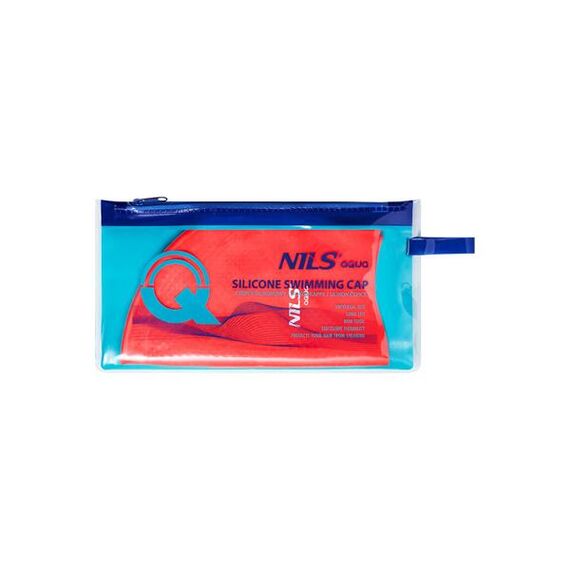 NILS AQUA NQC Jednokolorowy Czepek Silikonowy Dots Aqua, Kolor: czerwony, 3 zdjęcie