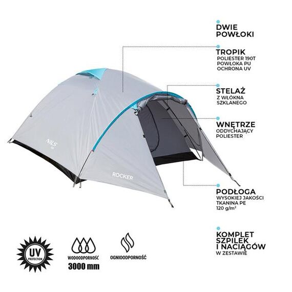 NILS CAMP NC6013 Namiot Kempingowy Rocker Camp, 8 zdjęcie