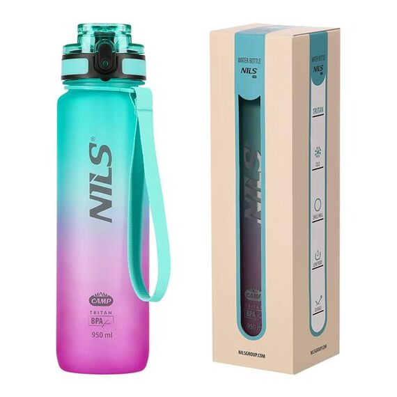 NILS CAMP NCD04 butelka na wodę 950ml tritanowa bidon sportowy niebieska, Kolor: różowy, 2 zdjęcie