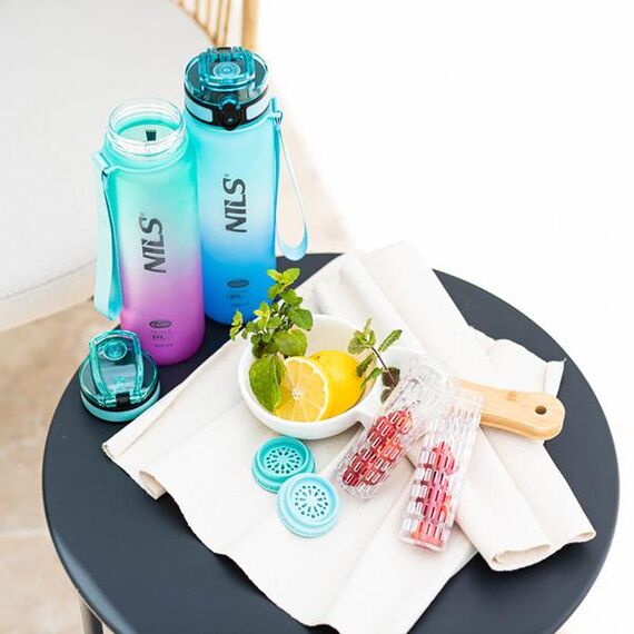 NILS CAMP NCD04 butelka na wodę 950ml tritanowa bidon sportowy niebieska, Kolor: różowy, 7 zdjęcie