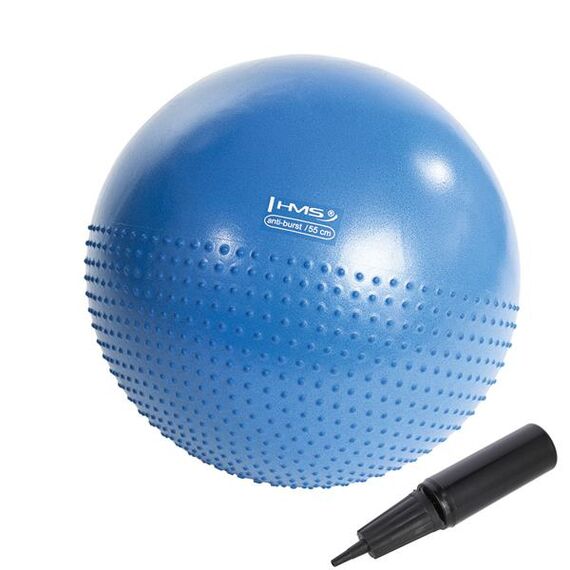 HMS YB03 piłka gimnastyczna do ćwiczeń fitness z wypustkami 55cm niebieska, Kolor: niebieski, Rozmiar: 55 cm