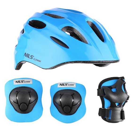 NILS EXTREME MTW01+H210 Kask Z Ochraniaczami Zestaw Extreme, Kolor: niebieski, Rozmiar: 48-52