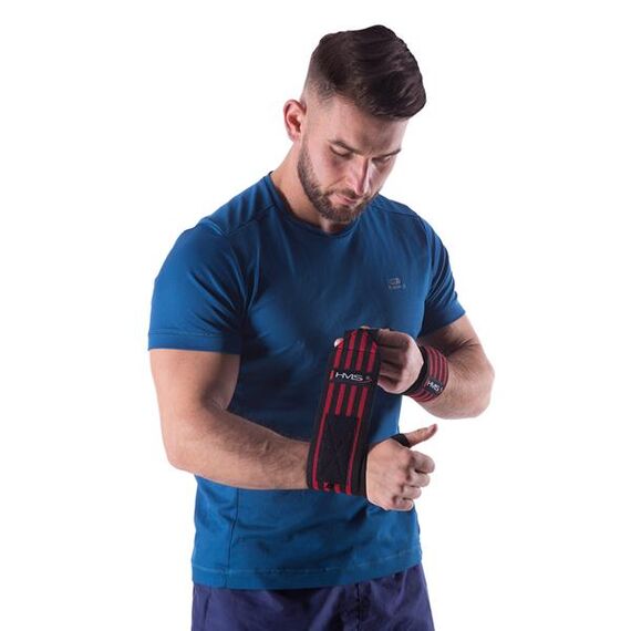 HMS opaski na nadgarstki wzmacniające do treningu siłowego 2 sztu. ONX05 czerwone, 13 zdjęcie