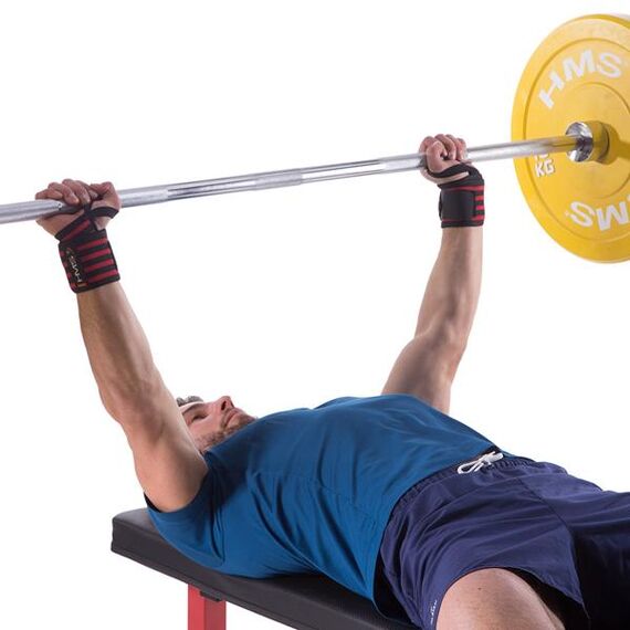 HMS opaski na nadgarstki wzmacniające do treningu siłowego 2 sztu. ONX05 czerwone, 5 zdjęcie