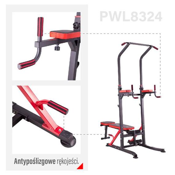 HMS poręcz wielofunkcyjna wolnostojąca z ławeczką do ćwiczeń PWL8324, 6 zdjęcie