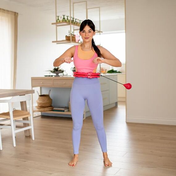 Hula hop z obciążnikiem do ćwiczeń odchudzające HMS FH01 czerwone, Kolor: czerwony, 13 zdjęcie