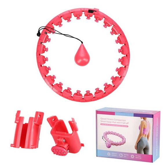 Hula hop z obciążnikiem do ćwiczeń odchudzające HMS FH01 czerwone, Kolor: czerwony, 2 zdjęcie