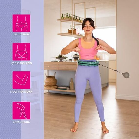 Hula hop odchudzające fitness z obciążnikiem i licznikiem HMS FH03 fioletowe/czarne, Kolor: zielony, 24 zdjęcie