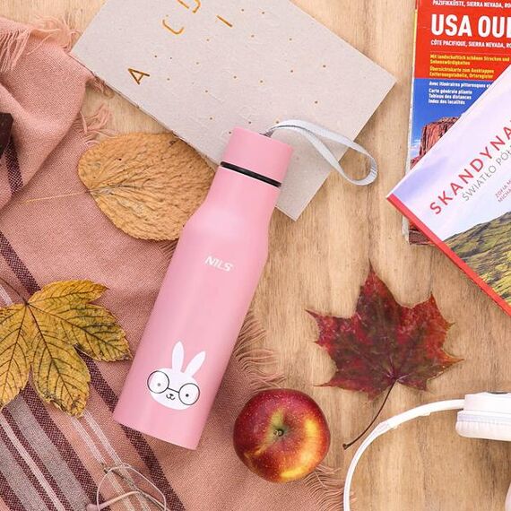 NCB12 Kubek Termiczny Dla Dzieci 500 ml NILS, Kolor: różowy, Pojemność (ml): 500, 6 zdjęcie