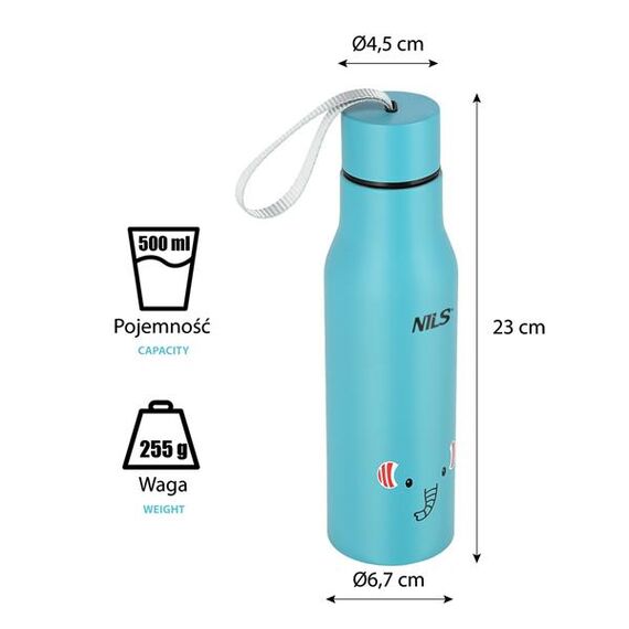 NCB12 Kubek Termiczny Dla Dzieci 500 ml NILS, Kolor: niebieski, Pojemność (ml): 500, 3 zdjęcie