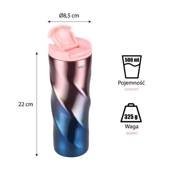 NILS NCB22 Kubek Termiczny 500ml, Kolor: różowy, 5 zdjęcie