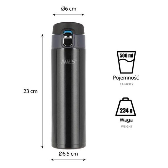 NCB28 Kubek Termiczny 500ml NILS, Kolor: czarny, 6 zdjęcie